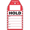 Hold tag, English, Black on Red, White, 80,00 mm (W) x 150,00 mm (H)